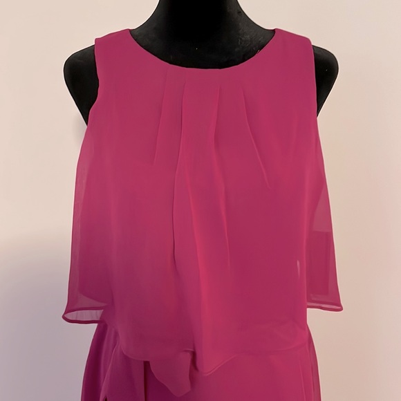 NWT Jessica Howard Magenta Asymmetric High Low Sleeveless Dress Size 6P - Picture 4 of 8